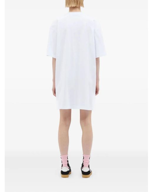 MSGM White Klassisches T-Shirtkleid