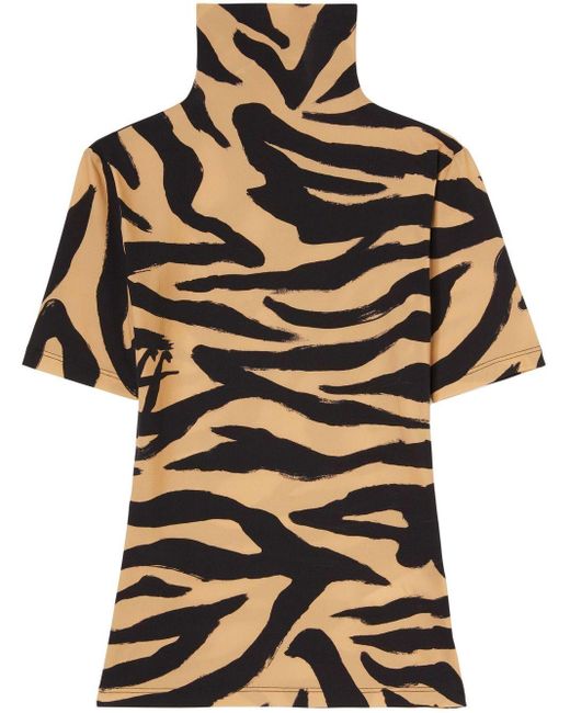 Off-White c/o Virgil Abloh Synthetic Zebra Sec Skin S/s Turtleneck Beige Bla in Natural - Lyst