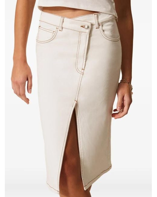 Twinset White Organic Cotton Bull Skirt