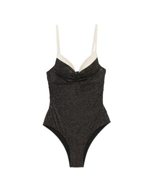 Twinset Black Maillot De Bain Volanté À Effet Paillette