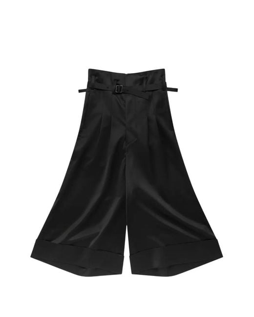 Junya Watanabe Black Pantalon Court En Laine À Taille Ceinturée