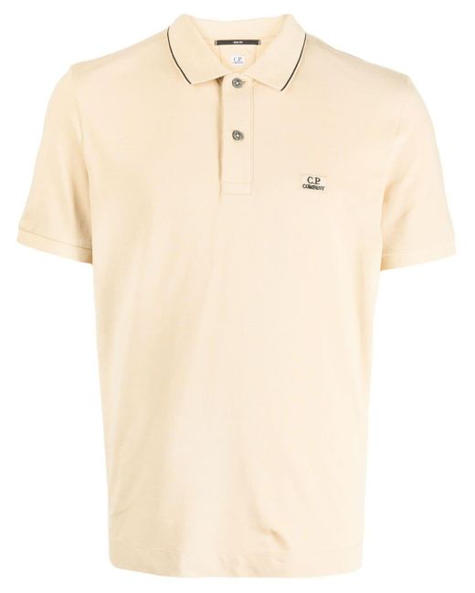 C P Company Natural Logo-patch Cotton Polo Shirt for men