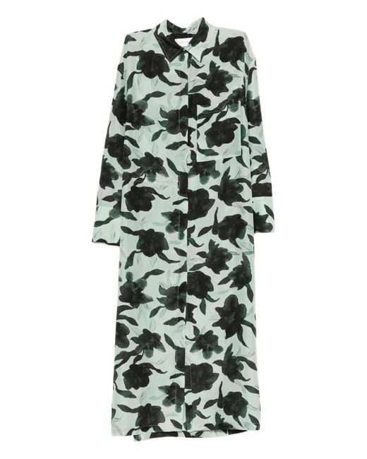 Christian Wijnants Green Diola Floral Shirt Dress
