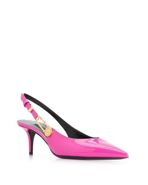 Versace Pointed Safety-pin Kitten Heels in Pink - Lyst