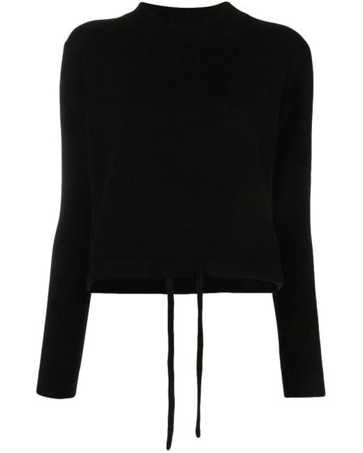 Liska Black Cashmere Drawstring-Hem Jumper