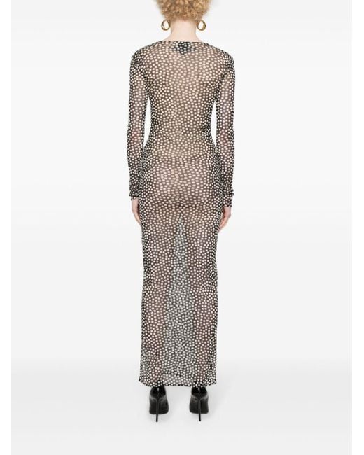 Saint Laurent Mesh Maxi-jurk Met Stippen in het Gray