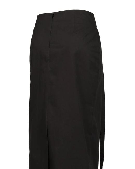BOHEMSEO Black Buckle-Detail Wrap Midi Skirt