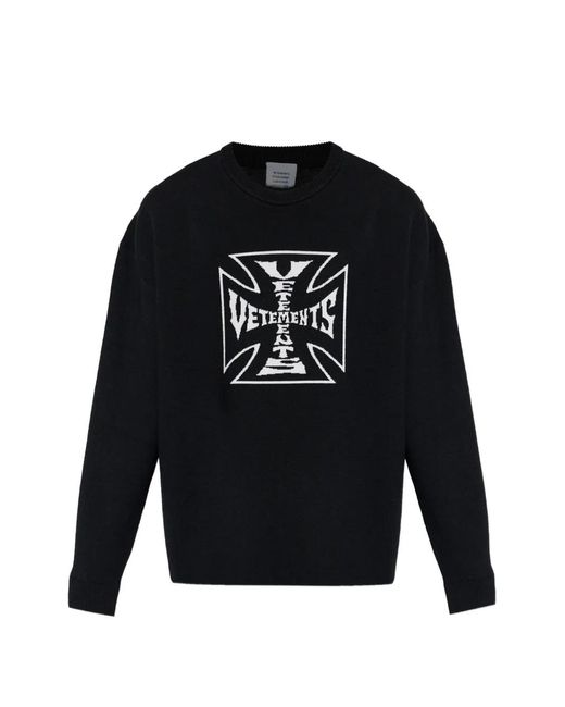 Vetements Black Graphic Wool Sweater for men