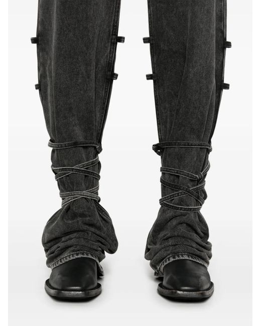 McQueen Black Tied Jeans for men