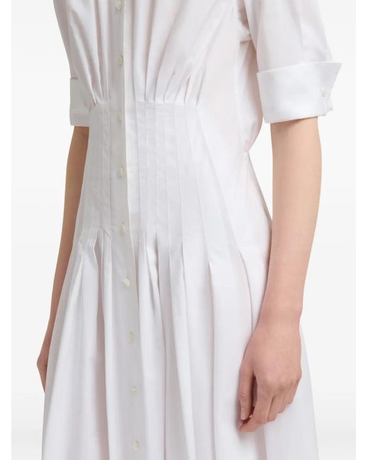Marni White Poplin Shirt Dress With Gathering