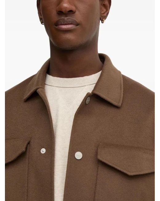 Nanushka Brown Flap-Pocket Wool Jacket for men