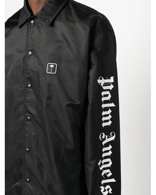 Palm Angels Black Logo-patch Bomber Jacket for men