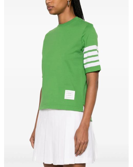 Thom Browne Green Jersey 4-Bar Short Sleeve Tee