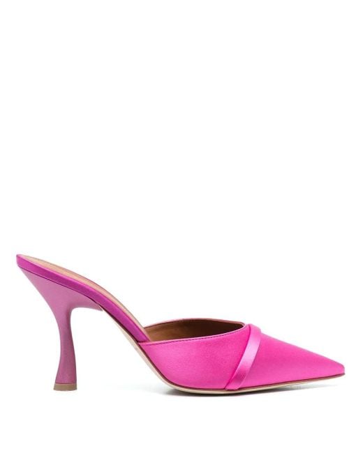 Malone Souliers Pink Joella 90 Satin Heel Mules