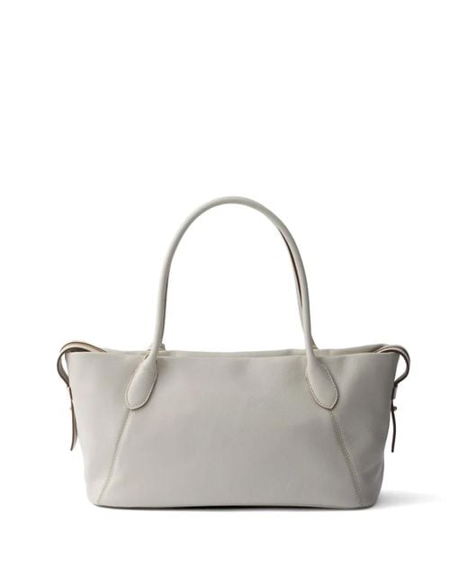 Prada Gray Large Leather Tote Bag