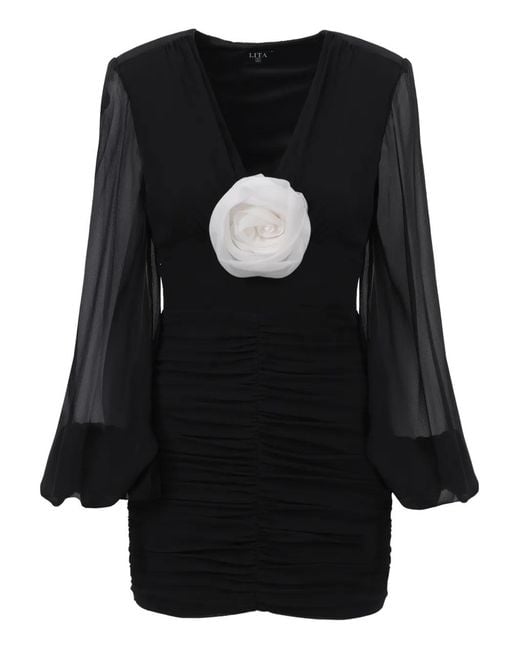 Lita Couture Black Rue Floral-Appliqué Mini Dress