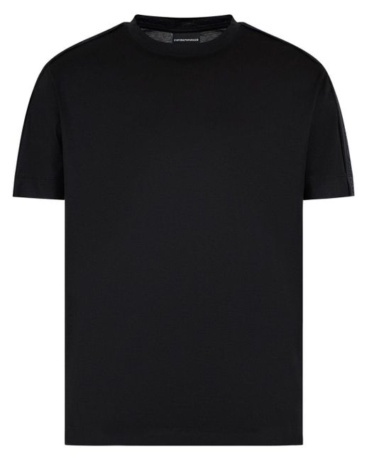T-shirt en coton à bandes logo Emporio Armani pour homme en coloris Black