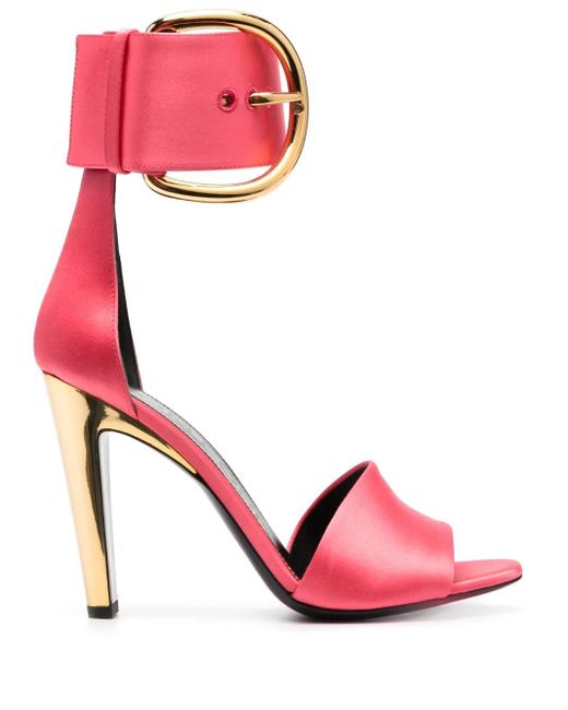 Tom Ford Pink Buckled Satin 105Mm Sandals