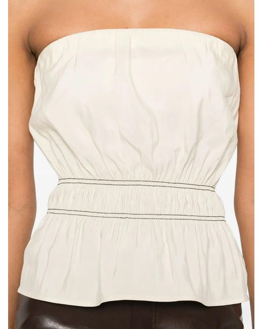 Nanushka Natural Smocked Bandeau Top