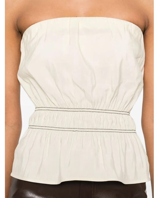 Nanushka Gesmockte Bandeau-Top in het Natural