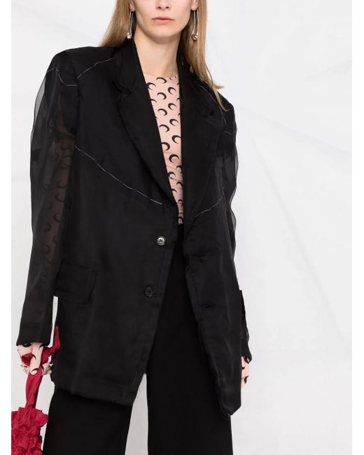Maison Margiela Black Sheer-Panel Single-Breasted Jacket