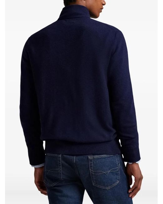 Polo Ralph Lauren Blue Zip-Up Wool Jumper for men