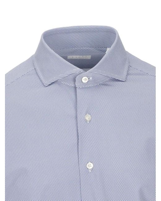 Xacus Blue Textured Button-Down Shirt for men