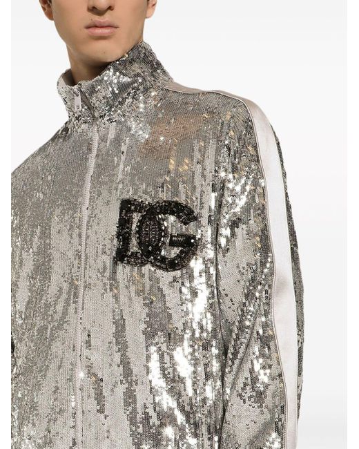 Dolce & Gabbana Gray D&g Sequinned Bomber Jacket for men