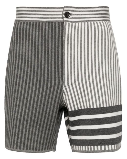 Thom Browne Gray 4-bar Cotton-blend Shorts for men