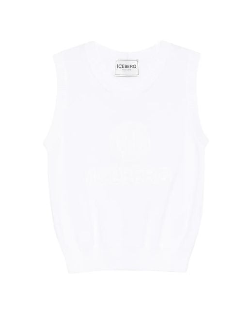 Iceberg White Round-Neck Vest