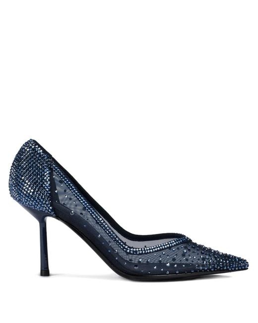 Le Silla Blue 90Mm Nicole Crystal-Embellished Mesh Pumps