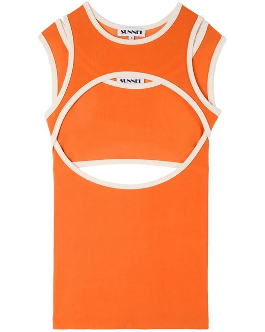 Sunnei Orange Stretch Tank Top
