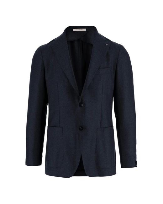 Tagliatore Blue Single-Breasted Patch-Pocket Blazer for men