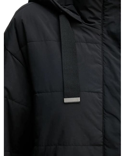 Sisley Black Hooded Quilted Jacket