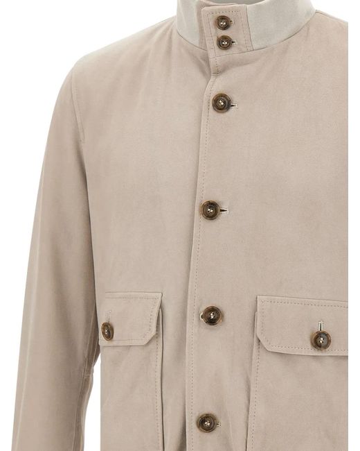 Barba Napoli White Vermont High-Collar Jacket for men