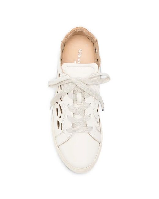 SERGIO MORETTI FIRENZE White Cut-Out Scalloped Sneakers