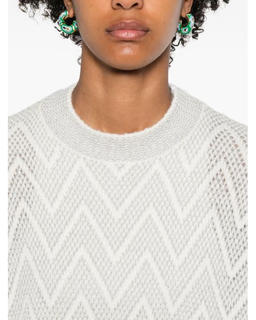 Peserico Trui Met Chevron Patroon in het White