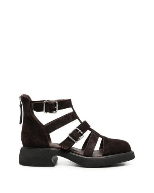 SERGIO MORETTI FIRENZE Black Buckle-Fastening Cage Sandals
