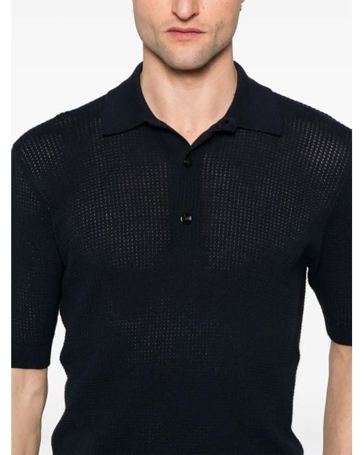 Lardini Black Waffle-Knit Polo Shirt for men
