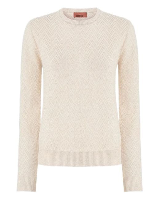 Jersey Con Motivo Chevron Y Cuello Redondo Missoni de color White