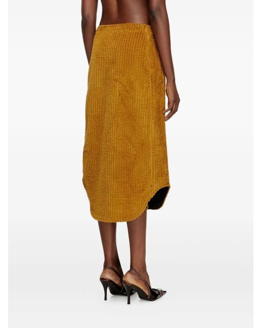 DIESEL Brown O-Llipop Zip-Front Corduroy Midi Skirt