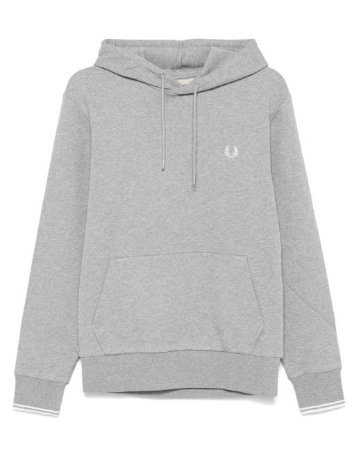 Fred Perry Gray Logo-Embroidered Hoodie for men