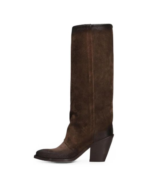 METISSE Brown Texan Knee-High Suede Boots