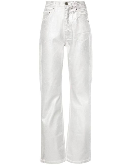 ROTATE BIRGER CHRISTENSEN Gray Gerade Jeans in Metallic-Optik