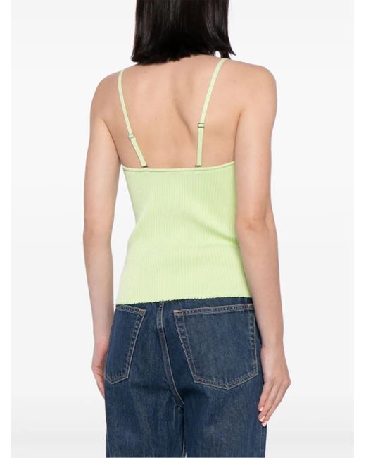 Emporio Armani Yellow Sweetheart-Neck Ribbed Tank Top