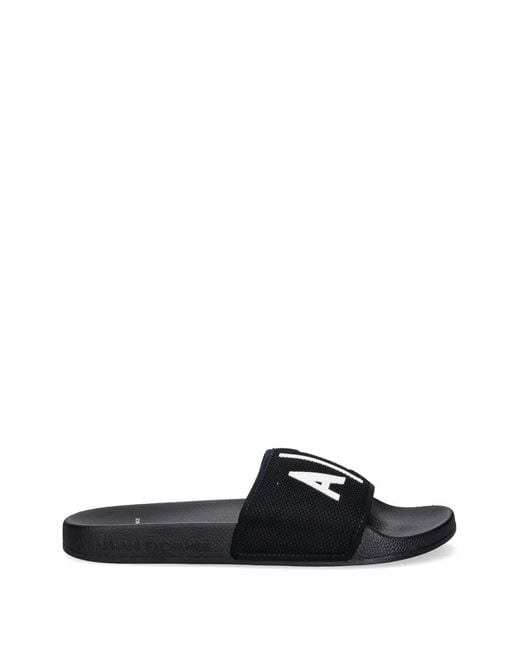 ARMANI EXCHANGE White Logo-Detail Slides for men