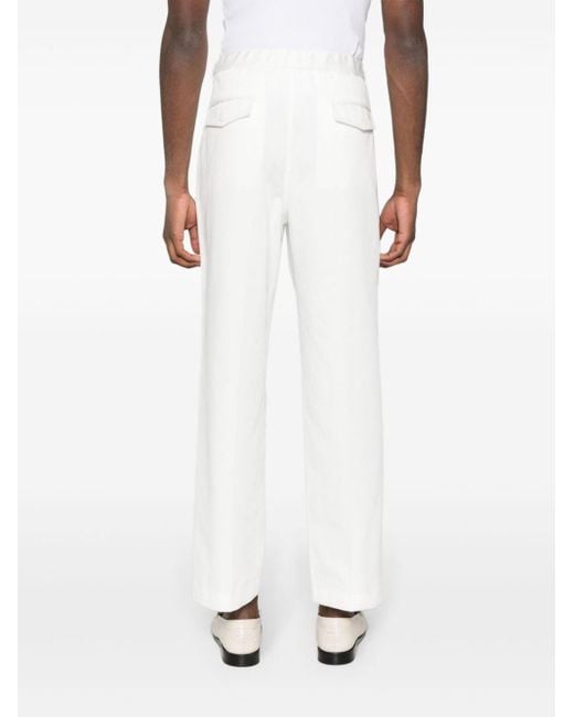 Gucci White Web-Detail Cotton Trousers for men