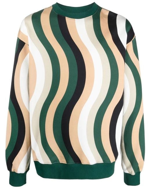 Camper Green Wave-Pattern Cotton Sweatshirt