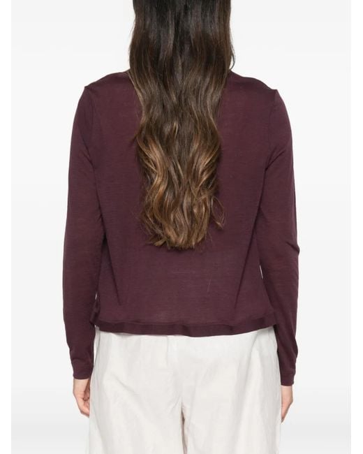 Whyci Purple Patterned V-Neck Cardigan