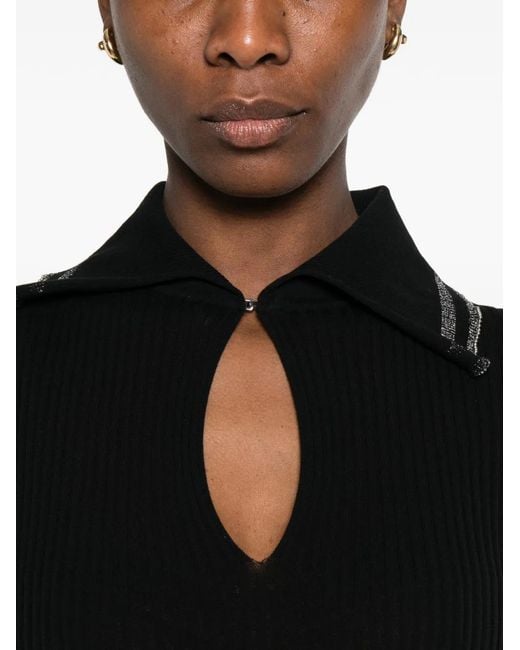 Pinko Black Keyhole-Collared Polo Shirt